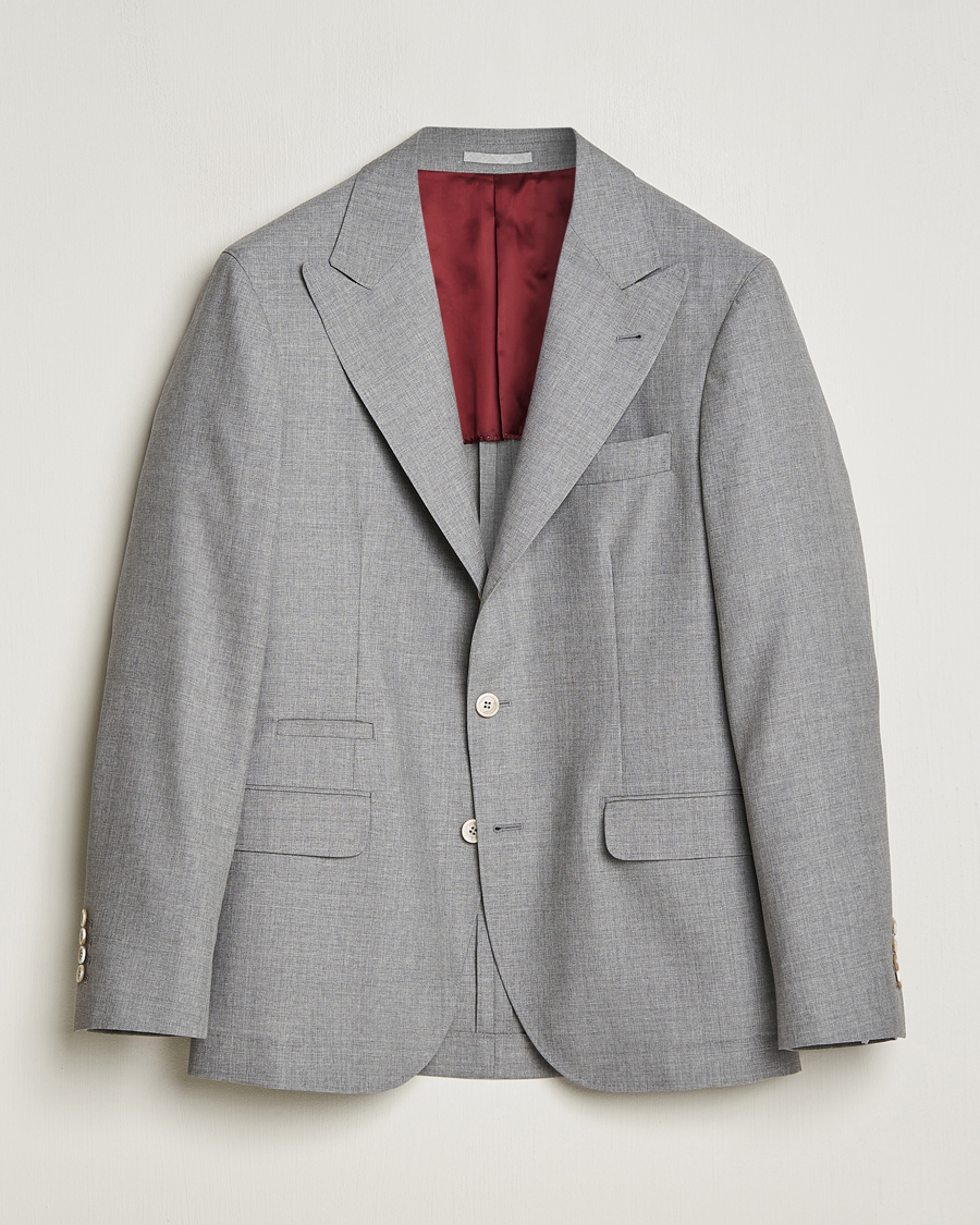 Herre | Blazere & jakker | Brunello Cucinelli | Peak Lapel Wool Blazer Light Grey
