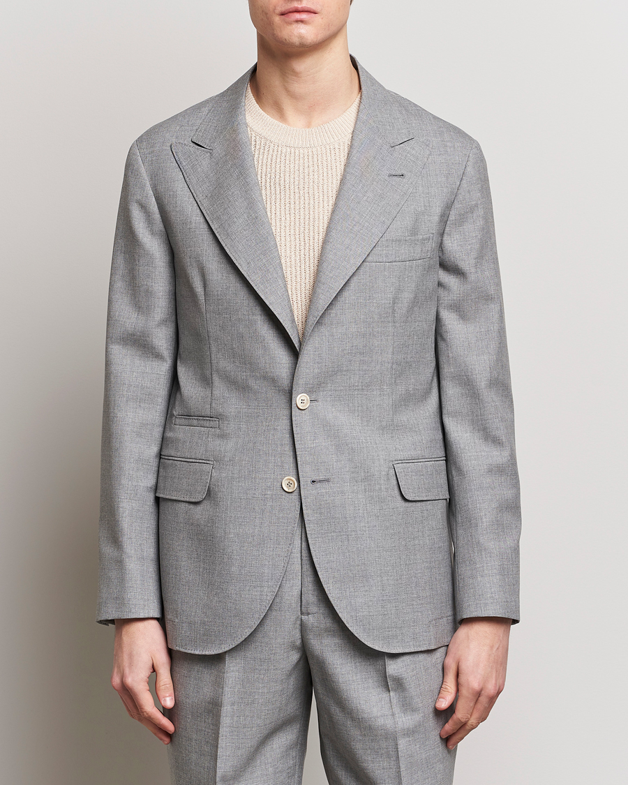 Herre | Blazere & jakker | Brunello Cucinelli | Peak Lapel Wool Blazer Light Grey