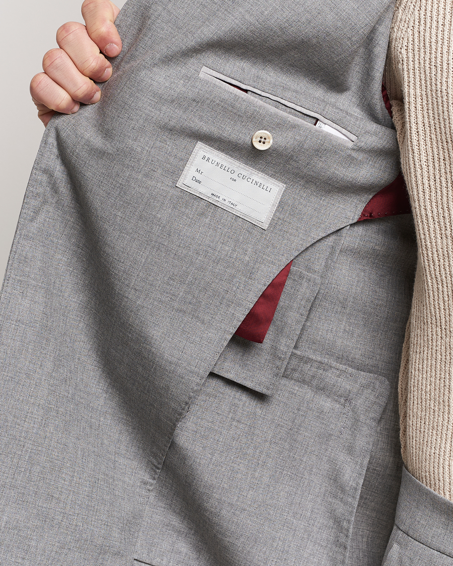 Herre | Blazere & jakker | Brunello Cucinelli | Peak Lapel Wool Blazer Light Grey