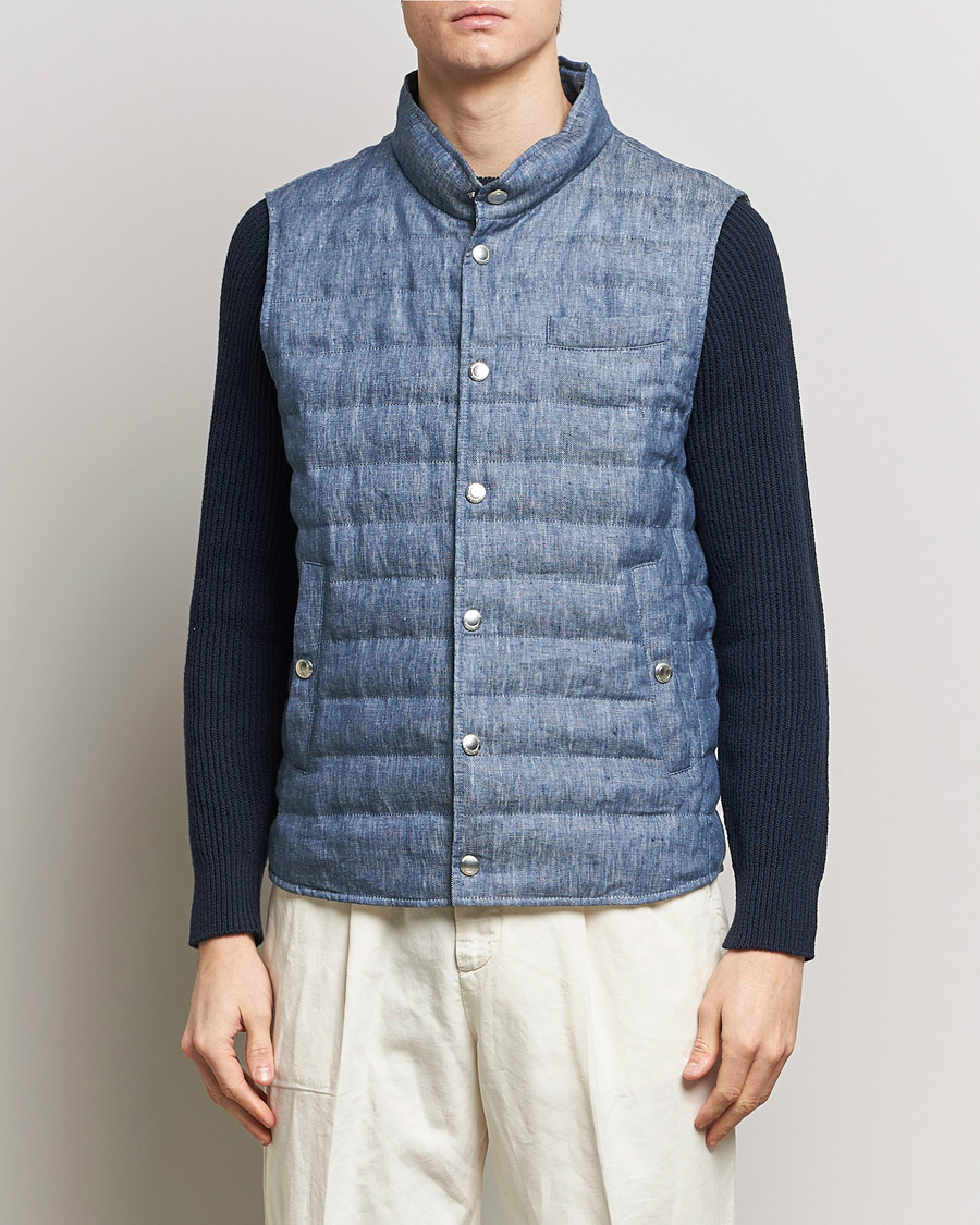 Herre | Brunello Cucinelli | Brunello Cucinelli | Linen Gilet Light Blue