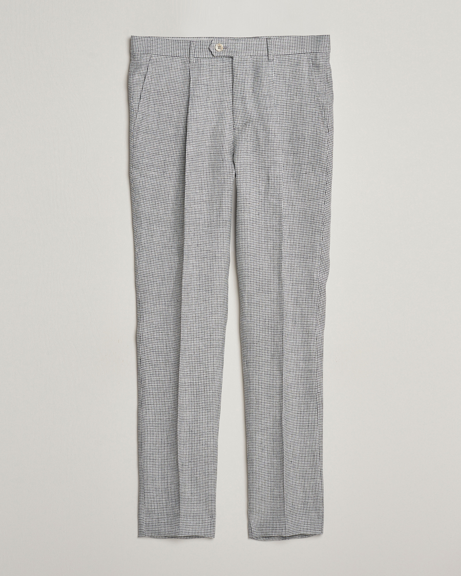 Herre | Bukser | Brunello Cucinelli | Pleated Houndstooth Trousers Light Grey