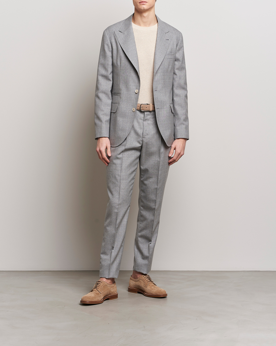Herre | Bukser | Brunello Cucinelli | Pleated Wool Trousers Light Grey
