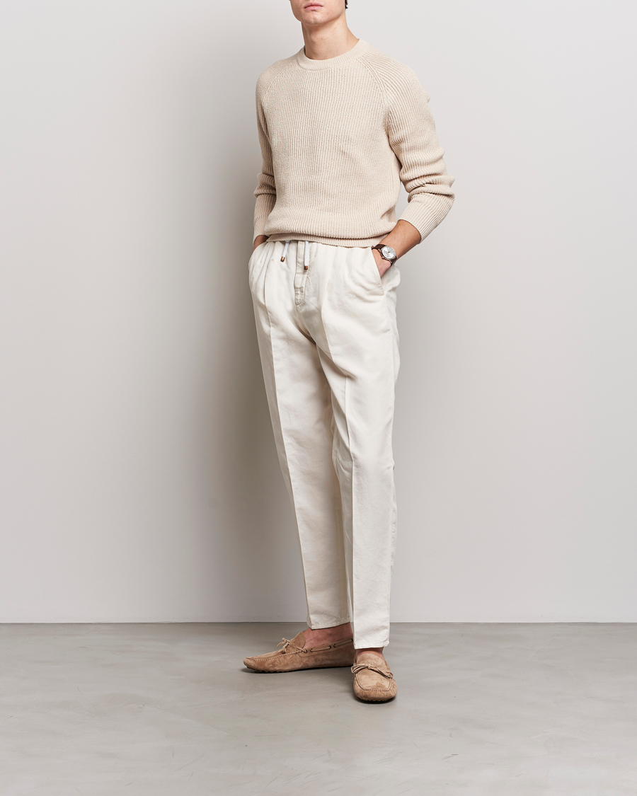 Herre | Bukser | Brunello Cucinelli | Cotton/Linen Drawstring Pants Off White
