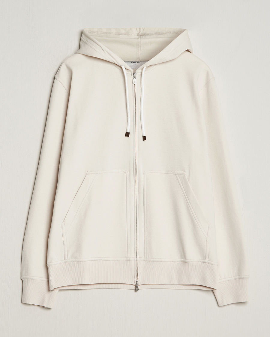 Herre | Trøjer | Brunello Cucinelli | Soft Cotton Full Zip Hoodie Light Beige