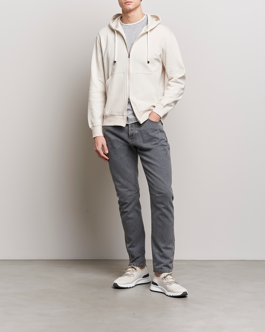 Herre | Trøjer | Brunello Cucinelli | Soft Cotton Full Zip Hoodie Light Beige
