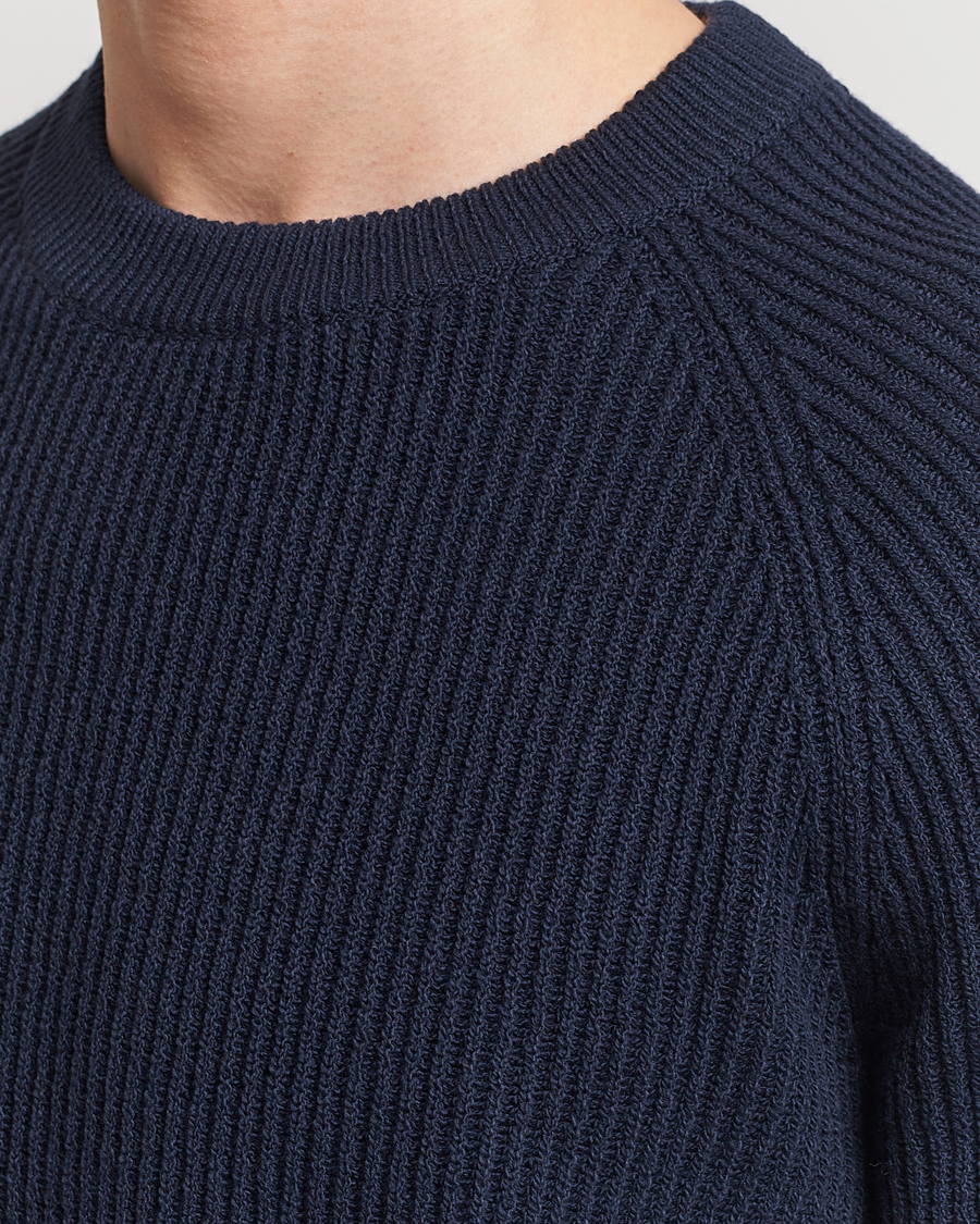 Herre | Trøjer | Brunello Cucinelli | Heavy Rib Stitch Crew Neck Navy