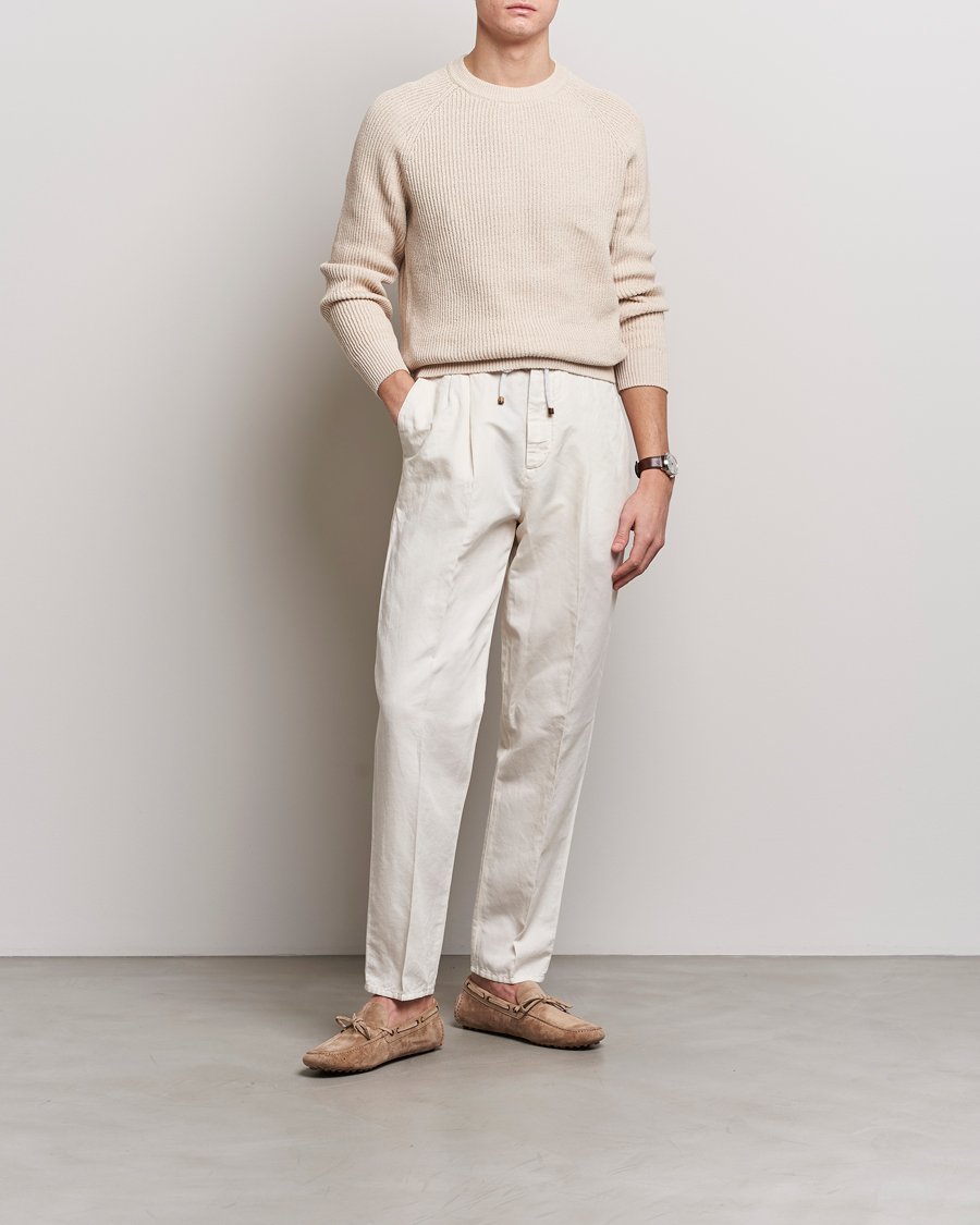 Herre | Trøjer | Brunello Cucinelli | Heavy Rib Stitch Crew Neck Light Beige