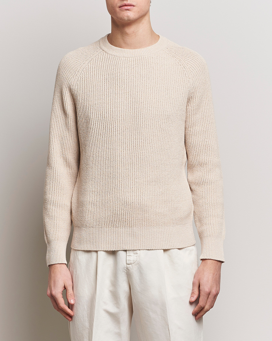 Herre | Trøjer | Brunello Cucinelli | Heavy Rib Stitch Crew Neck Light Beige
