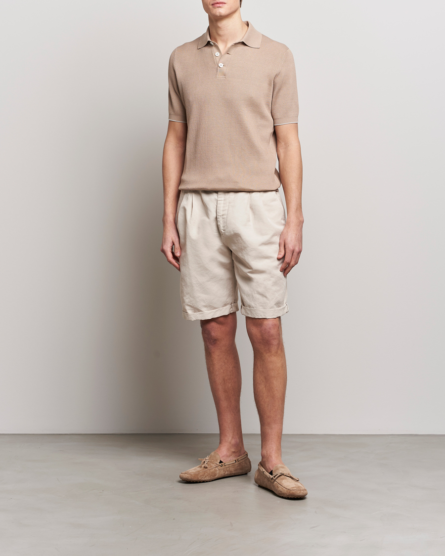 Herre | Polotrøjer | Brunello Cucinelli | Rib Stitch Knitted Polo Beige