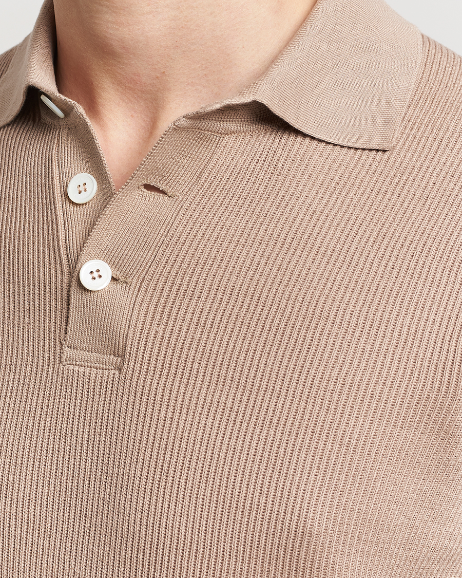 Herre | Polotrøjer | Brunello Cucinelli | Rib Stitch Knitted Polo Beige