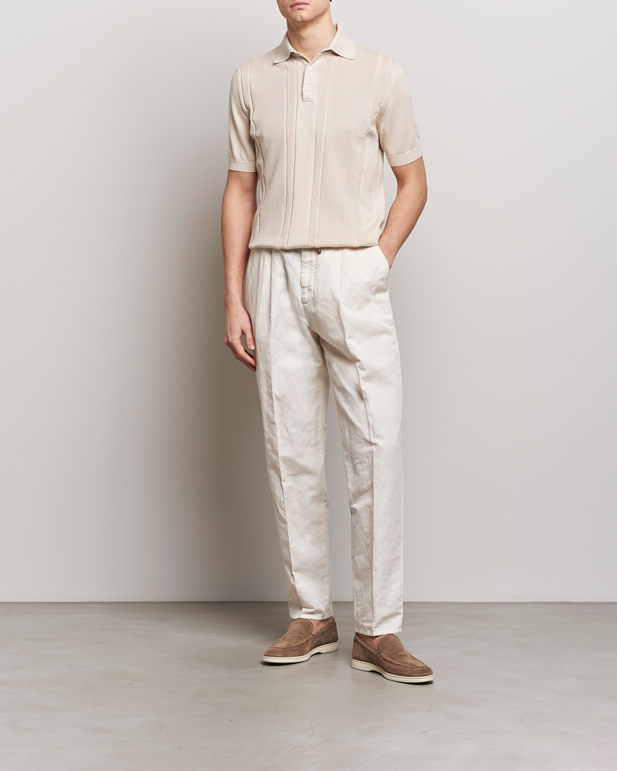 Herre | Polotrøjer | Brunello Cucinelli | Front Structure Knitted Polo Light Beige