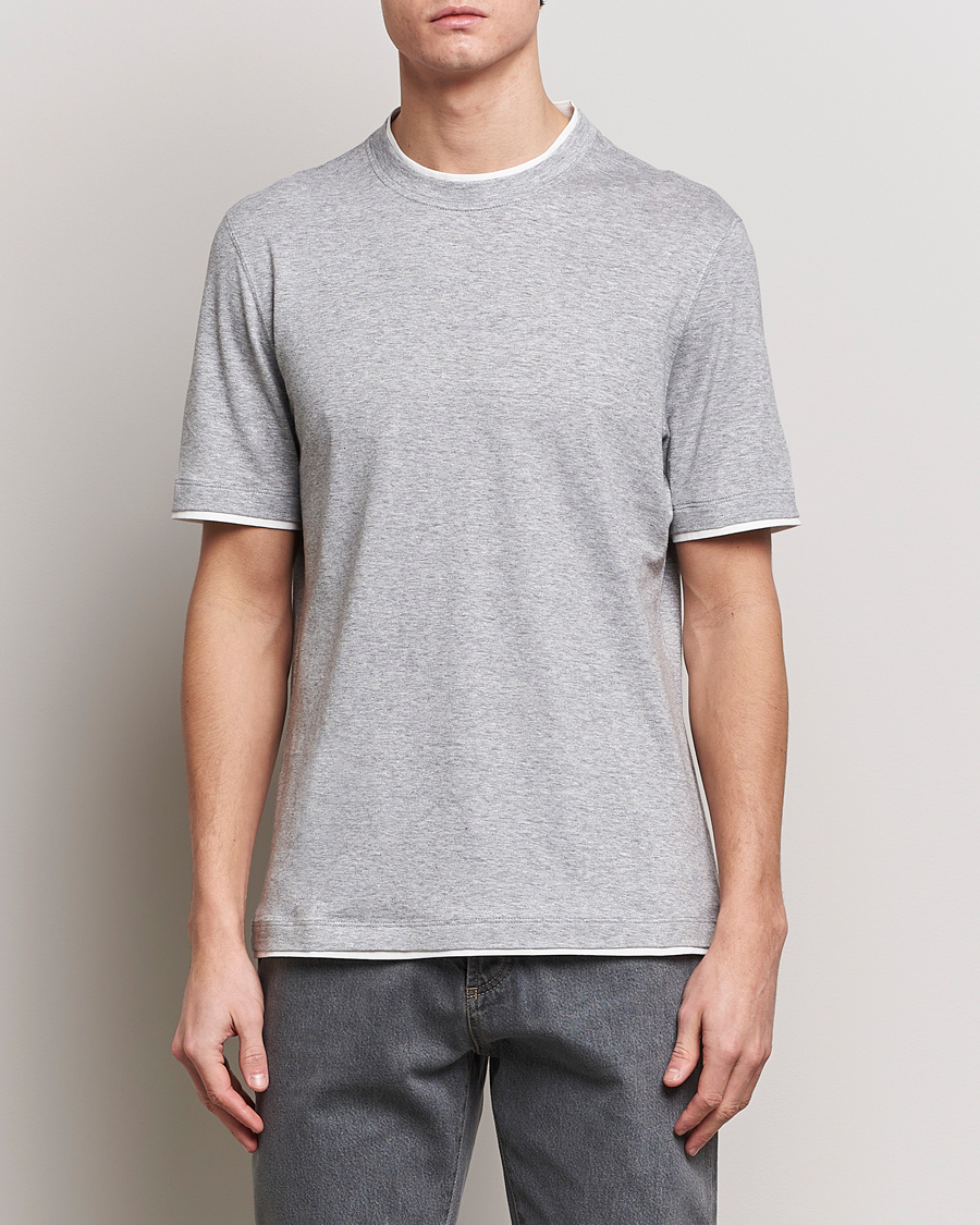 Herre | Italian Department | Brunello Cucinelli | Cotton/Linen T-Shirt Light Grey