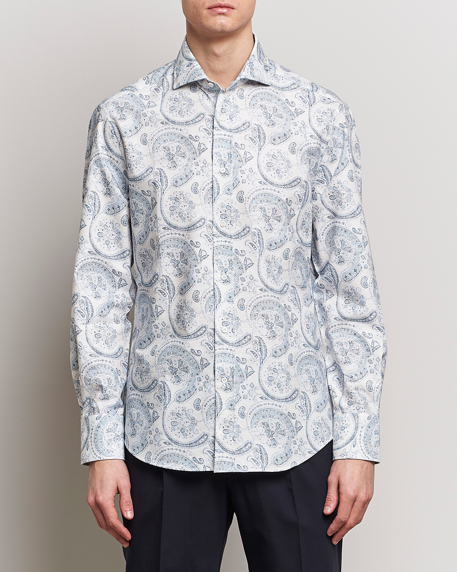 Herre | Skjorter | Brunello Cucinelli | Slim Fit Paisley Shirt Light Blue