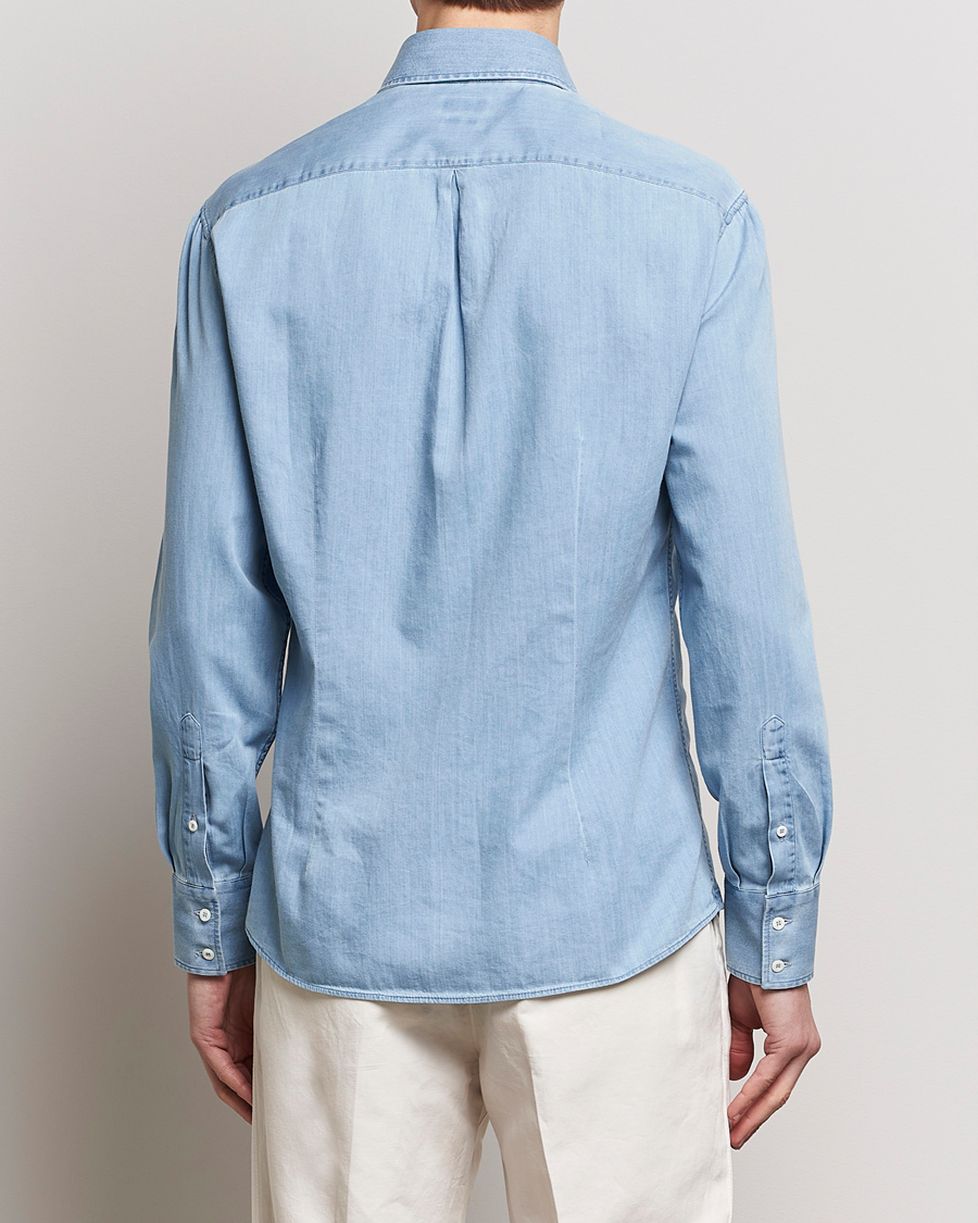Herre | Skjorter | Brunello Cucinelli | Slim Fit Denim Shirt Light Indigo