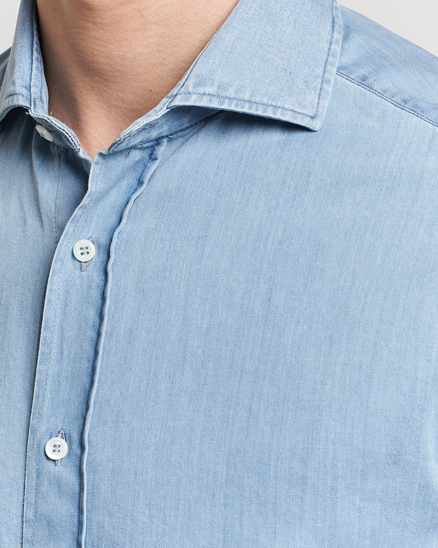 Herre | Skjorter | Brunello Cucinelli | Slim Fit Denim Shirt Light Indigo
