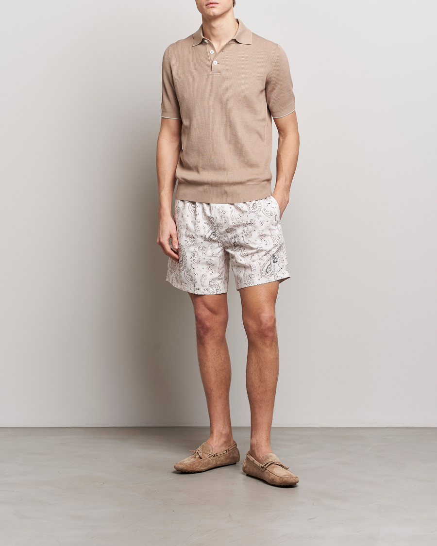 Herre | Badebukser | Brunello Cucinelli | Paisley Swim Trunks Light Beige