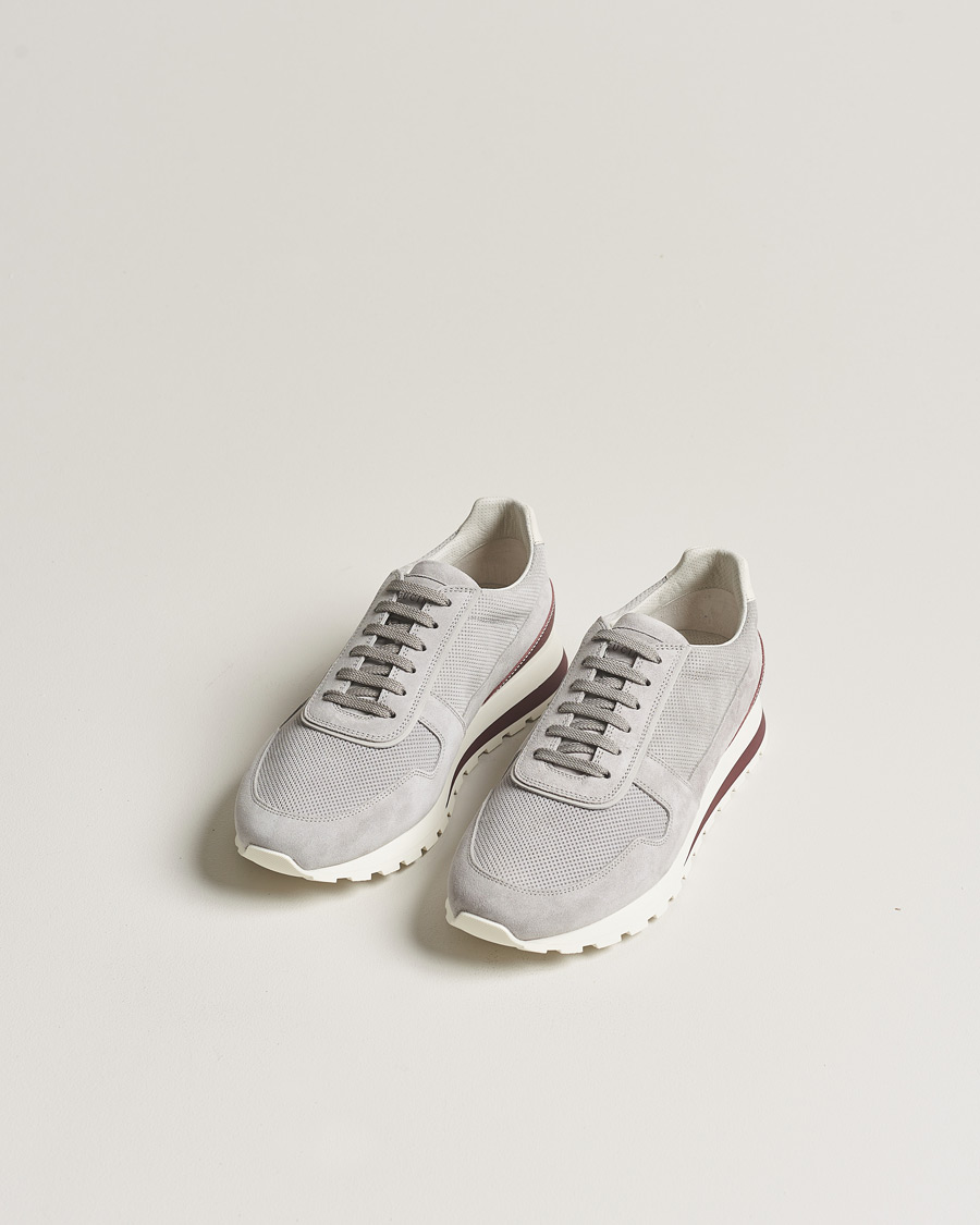 Herre | Brunello Cucinelli Perforated Running Sneakers Grey Suede | Brunello Cucinelli | Perforated Running Sneakers Grey Suede