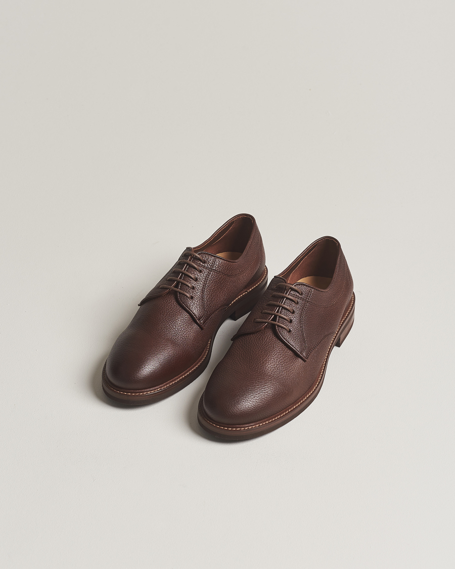 Herre | Derbys | Brunello Cucinelli | Plain Toe Derby Dark Brown Deerskin