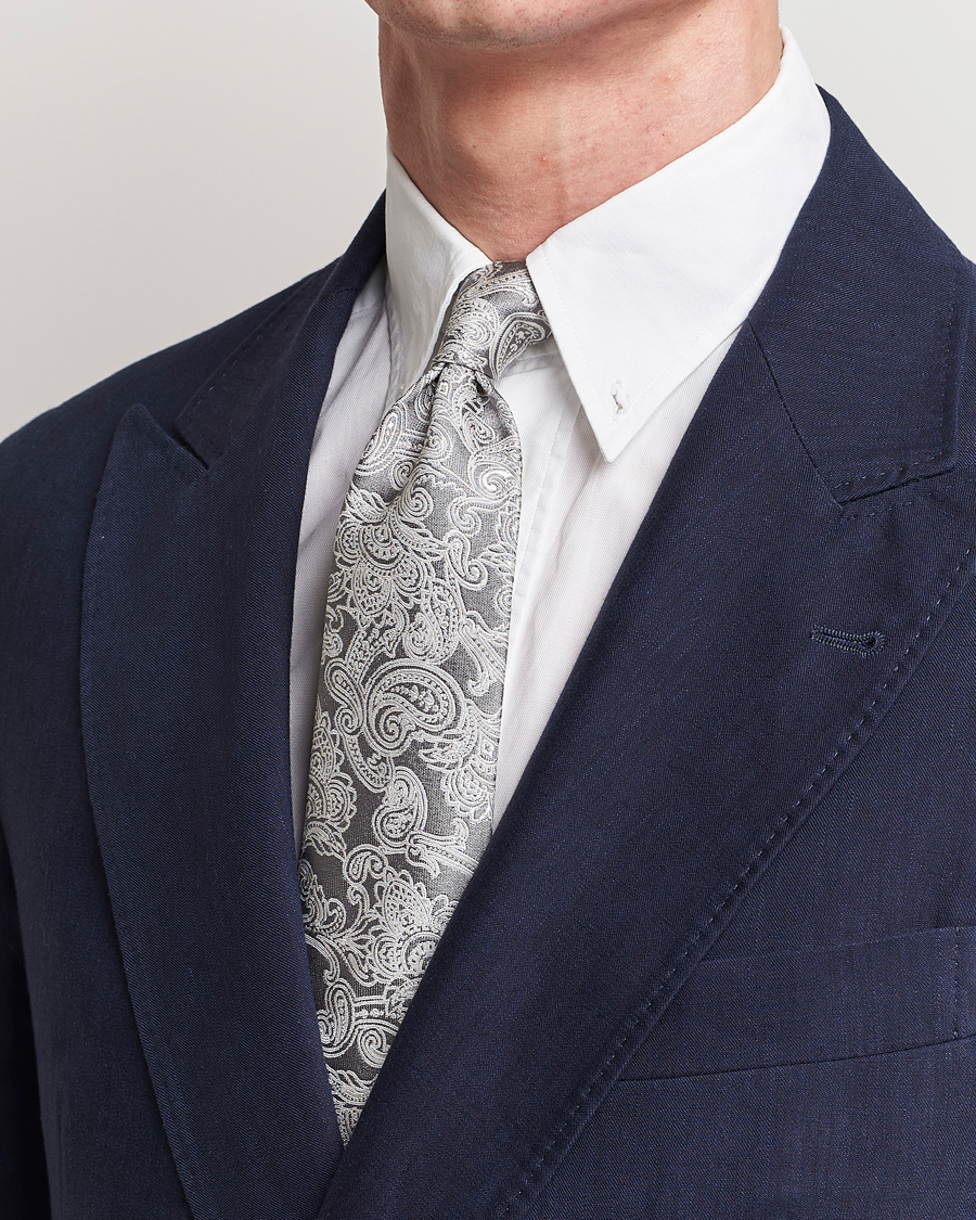 Herre | Italian Department | Brunello Cucinelli | Paisley Silk Tie Grey