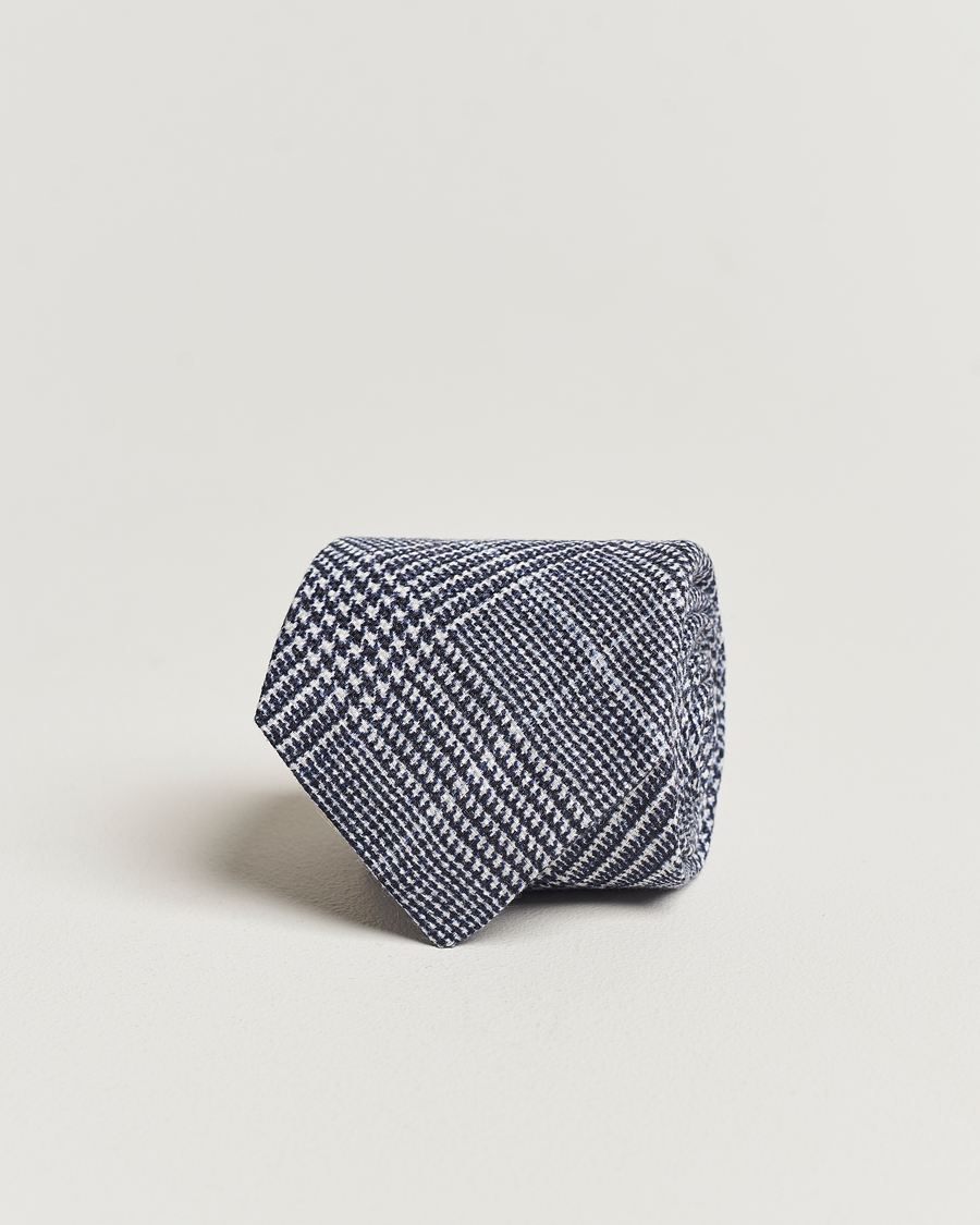 Herre |  | Brunello Cucinelli | Prince Of Wales Linen Tie Dark Blue