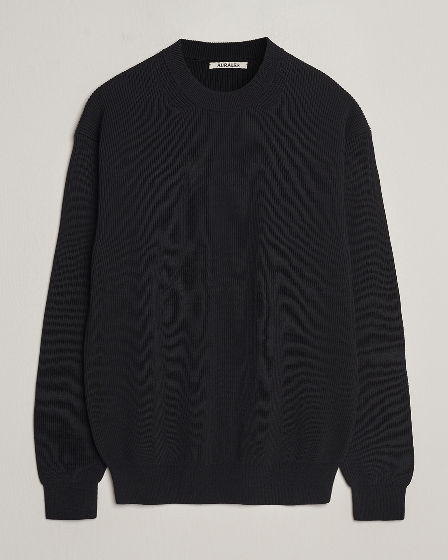 Herre |  | Auralee | Hard Twist Rib Knit Pullover Black