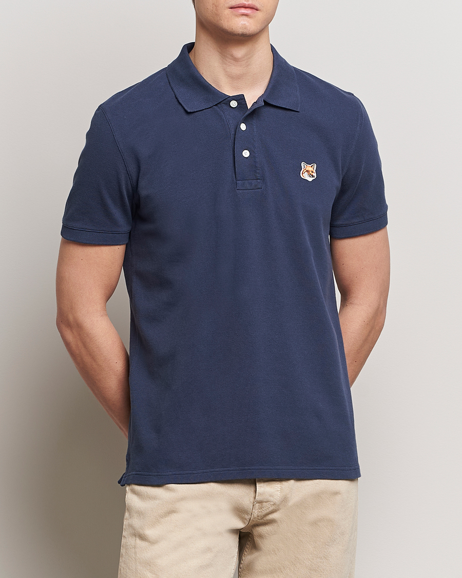 Herre | Kortærmede polotrøjer | Maison Kitsuné | Fox Head Polo Ink Blue