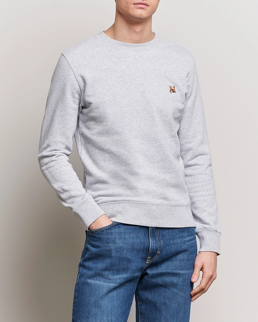 Herre | Grå sweatshirts | Maison Kitsuné | Fox Head Sweatshirt Light Grey Melange
