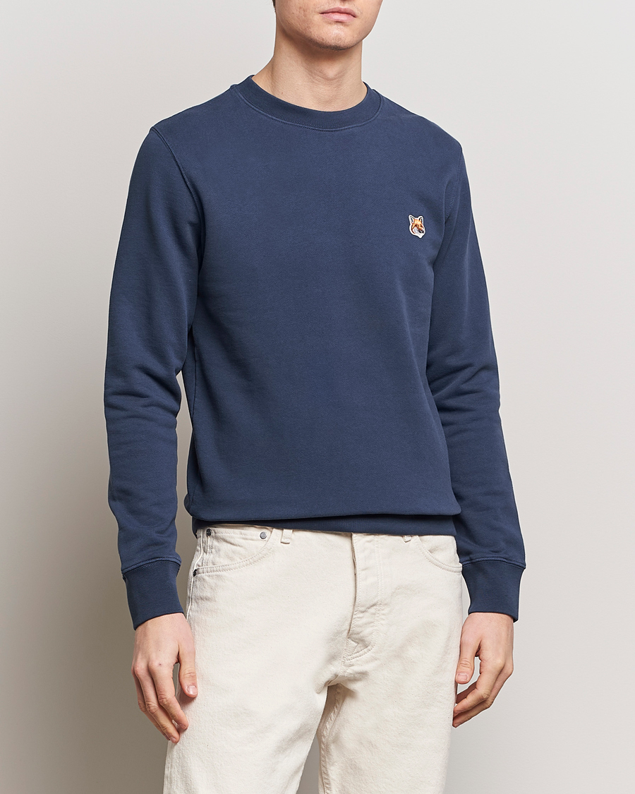 Herre | Contemporary Creators | Maison Kitsuné | Fox Head Sweatshirt Ink Blue