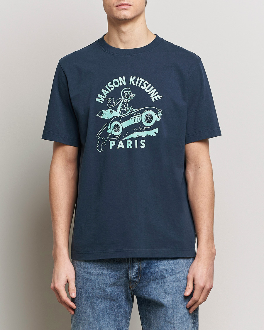 Herre | Kortærmede t-shirts | Maison Kitsuné | Racing Fox T-Shirt Ink Blue