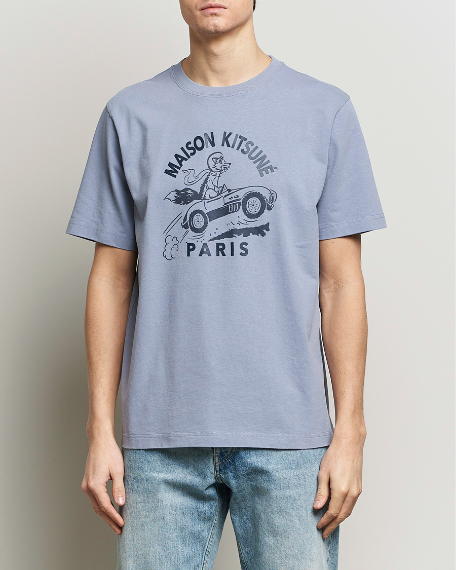 Herre | Kortærmede t-shirts | Maison Kitsuné | Racing Fox T-Shirt Duster Blue