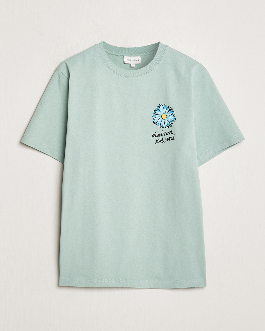Herre | T-Shirts | Maison Kitsuné | Floating Flower T-Shirt Seafoam Blue