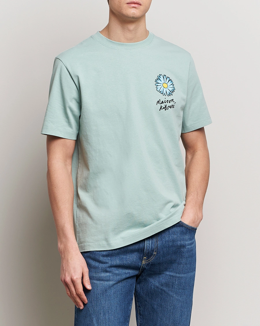 Herre | Kortærmede t-shirts | Maison Kitsuné | Floating Flower T-Shirt Seafoam Blue