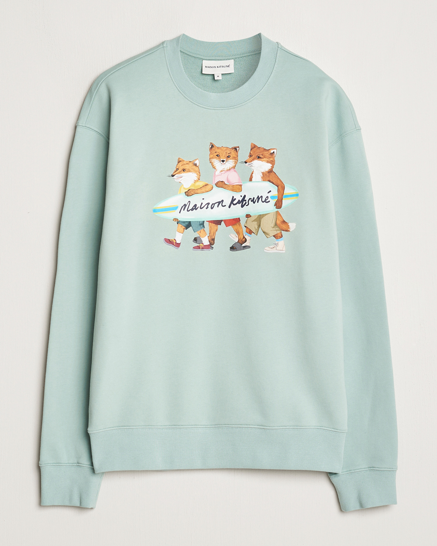 Herre |  | Maison Kitsuné | Surfing Foxes Sweatshirt Seafoam Blue