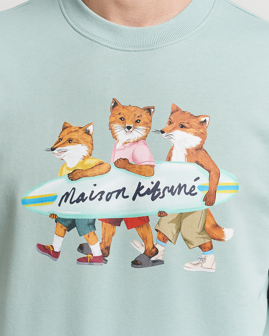 Herre | Trøjer | Maison Kitsuné | Surfing Foxes Sweatshirt Seafoam Blue