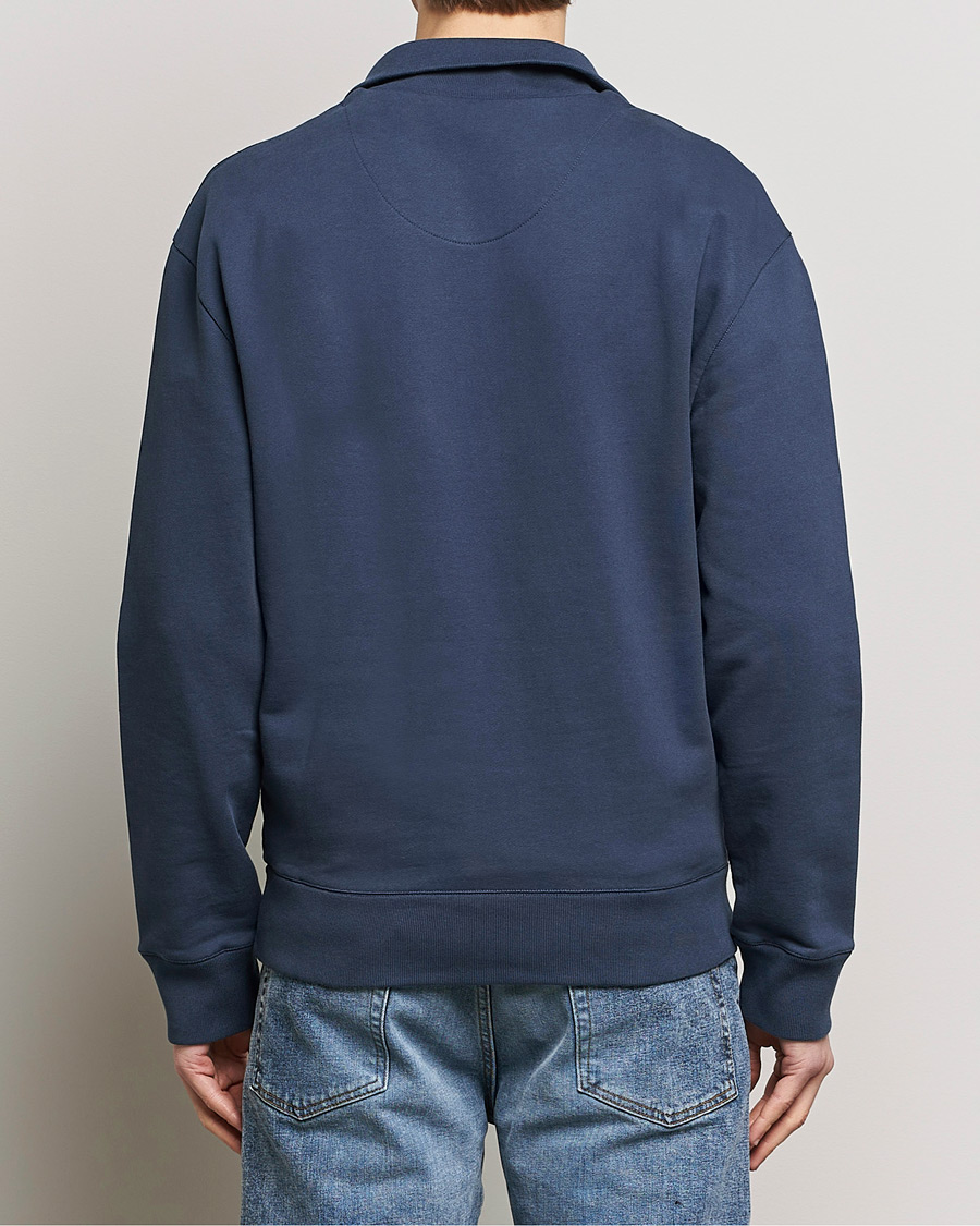 Herre | Trøjer | Maison Kitsuné | Fox Head Half Zip Sweatshirt Ink Blue