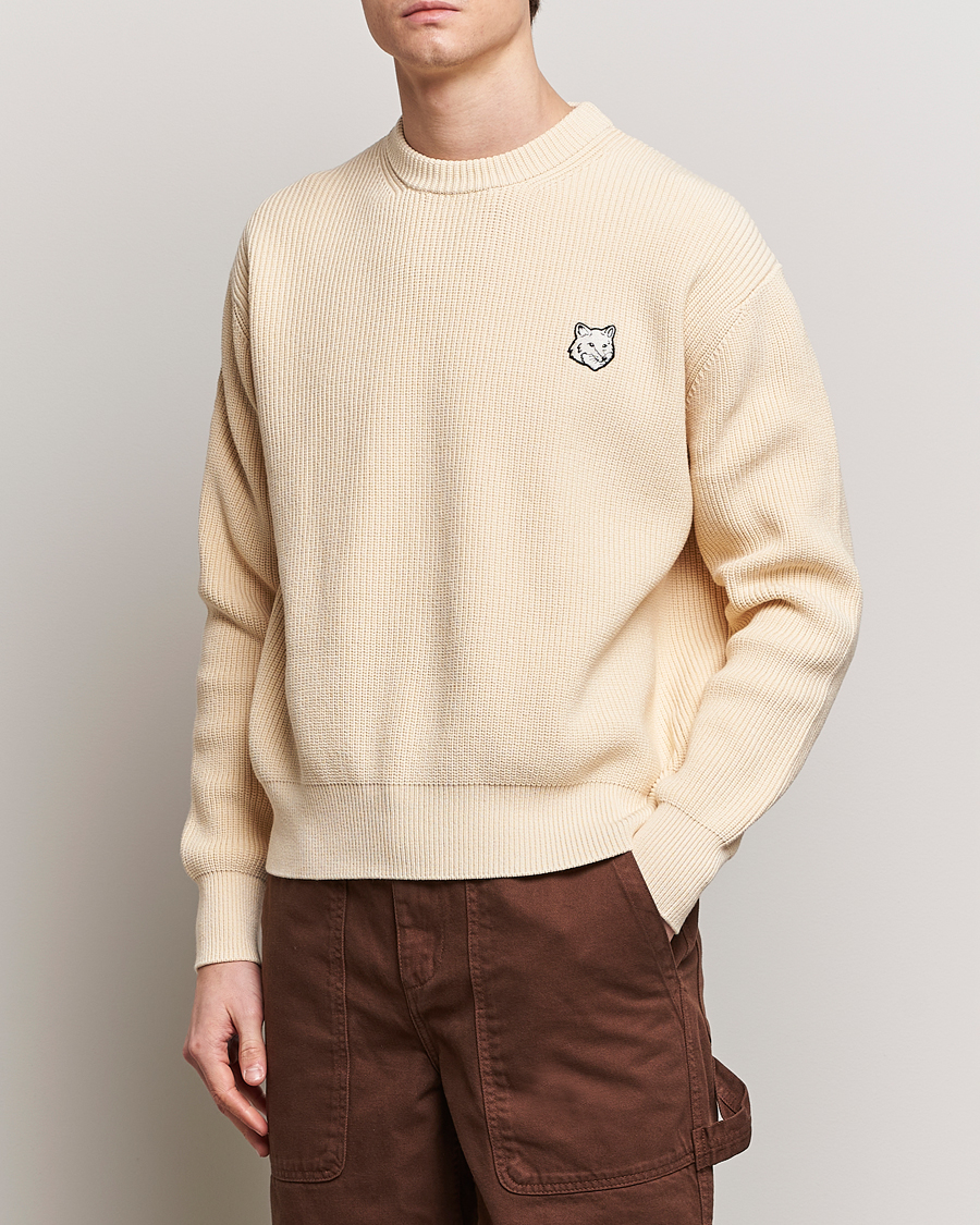 Herre | Udsalg | Maison Kitsuné | Tonal Fox Ribbed Crew Neck Paper