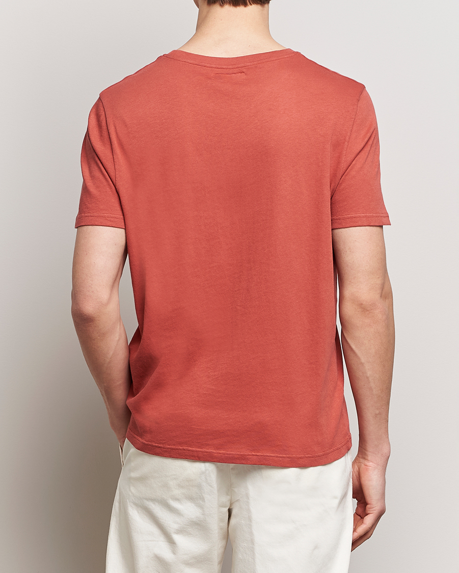Herre | T-Shirts | Merz b. Schwanen | Organic Cotton Washed Crew Neck T-Shirt Newman Red