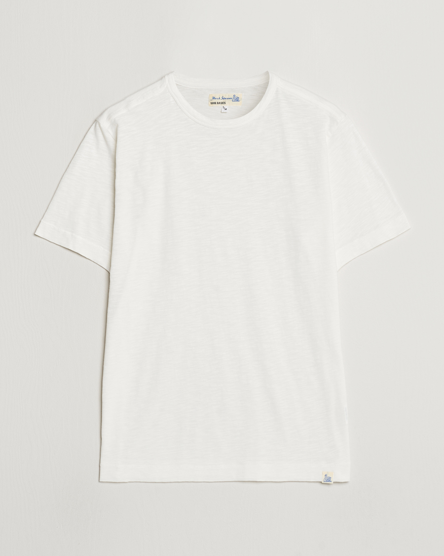 Herre |  | Merz b. Schwanen | Organic Pima Cotton Slub Crew Neck T-Shirt White