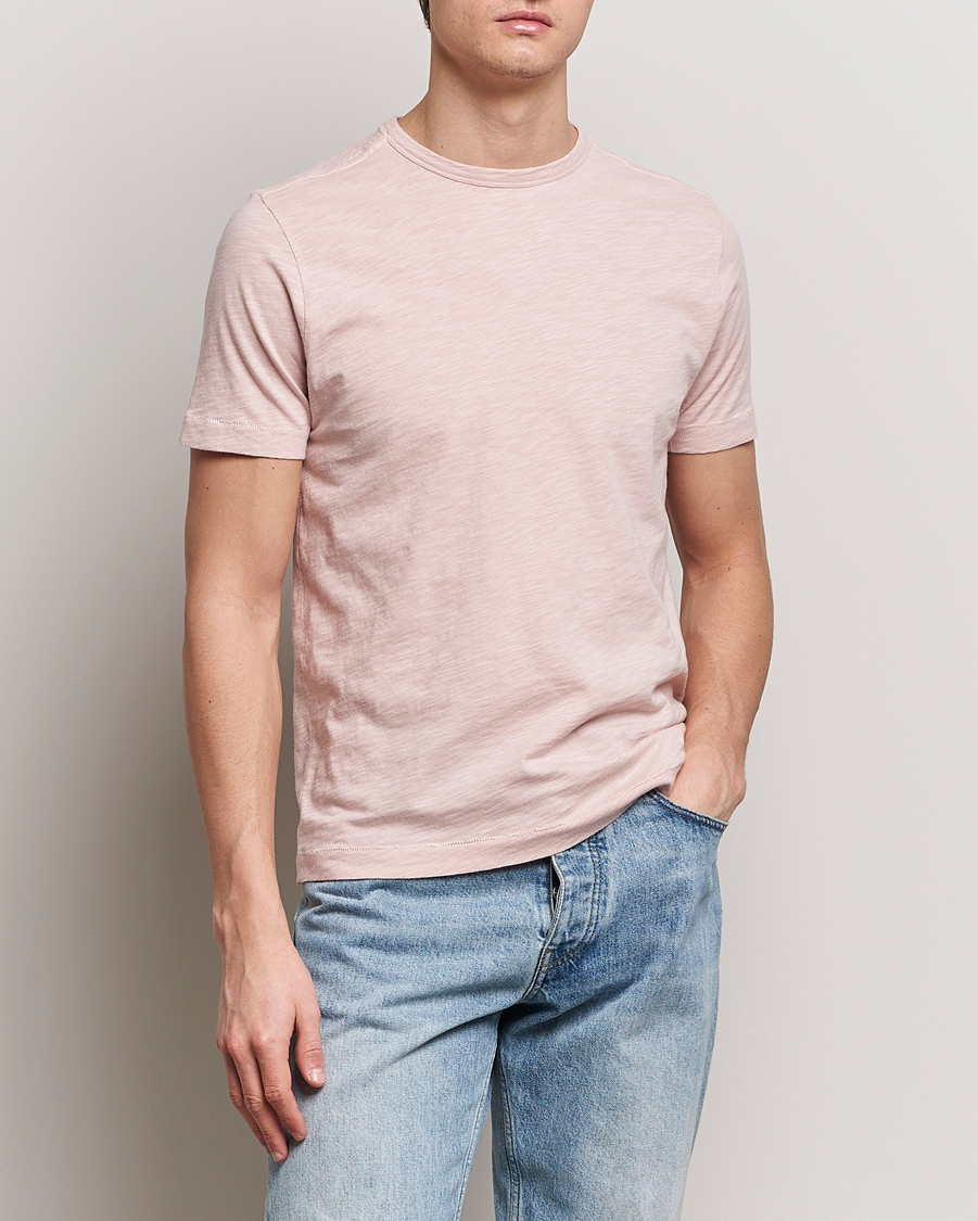 Herre | Tøj | Merz b. Schwanen | Organic Pima Cotton Slub Crew Neck T-Shirt Dusted Pink