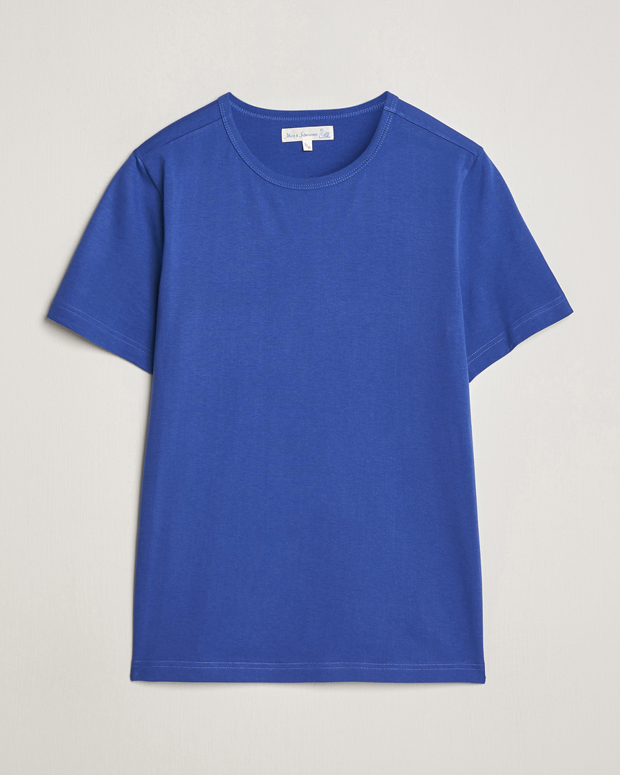 Herre | T-Shirts | Merz b. Schwanen | 1950s Classic Loopwheeled T-Shirt Vintage Blue