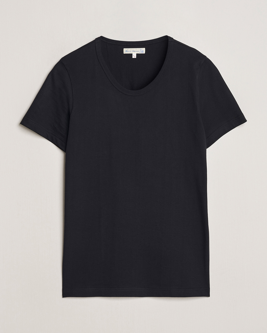 Herre | T-Shirts | Merz b. Schwanen | 1970s Classic Loopwheeled V-Neck T-Shirt Black