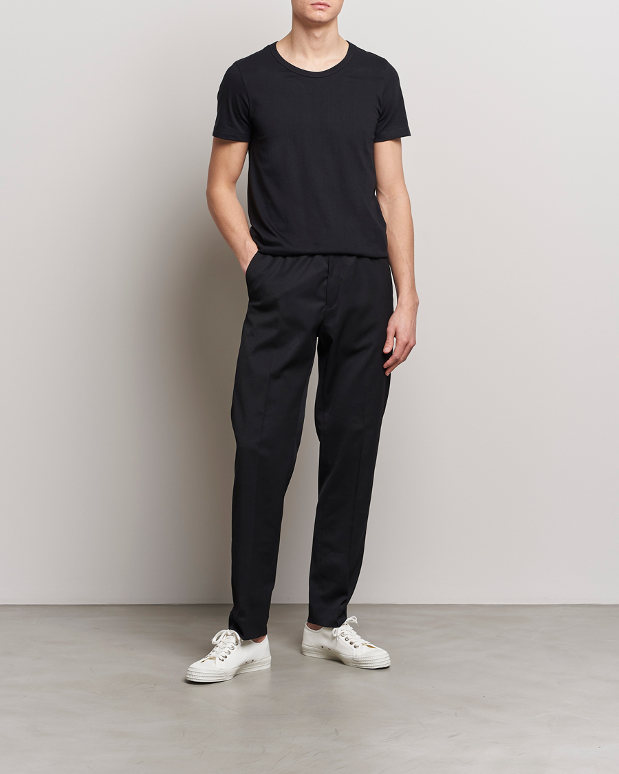 Herre | T-Shirts | Merz b. Schwanen | 1970s Classic Loopwheeled V-Neck T-Shirt Black