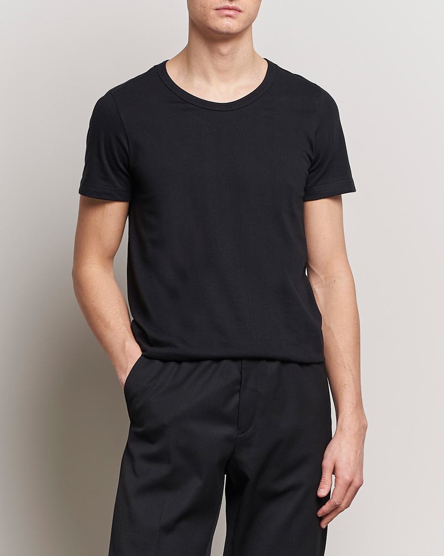 Herre | Kortærmede t-shirts | Merz b. Schwanen | 1970s Classic Loopwheeled V-Neck T-Shirt Black
