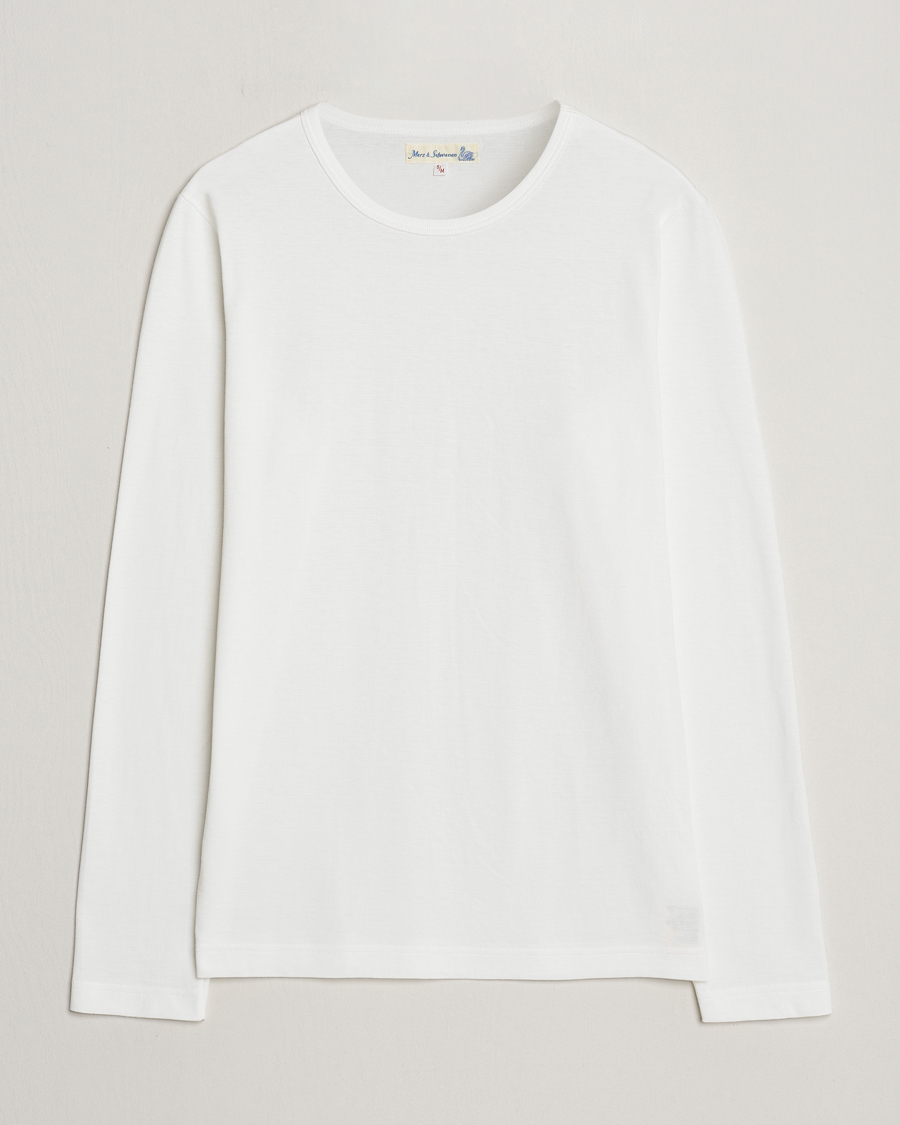 Herre | T-Shirts | Merz b. Schwanen | 1950s Classic Loopwheeled Longsleeve T-Shirt White