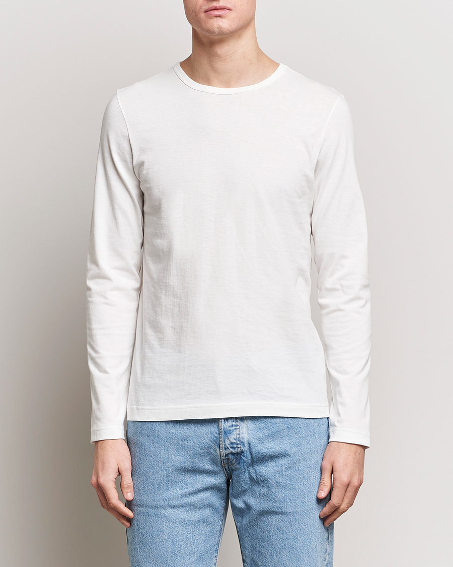 Herre | Tøj | Merz b. Schwanen | 1950s Classic Loopwheeled Longsleeve T-Shirt White