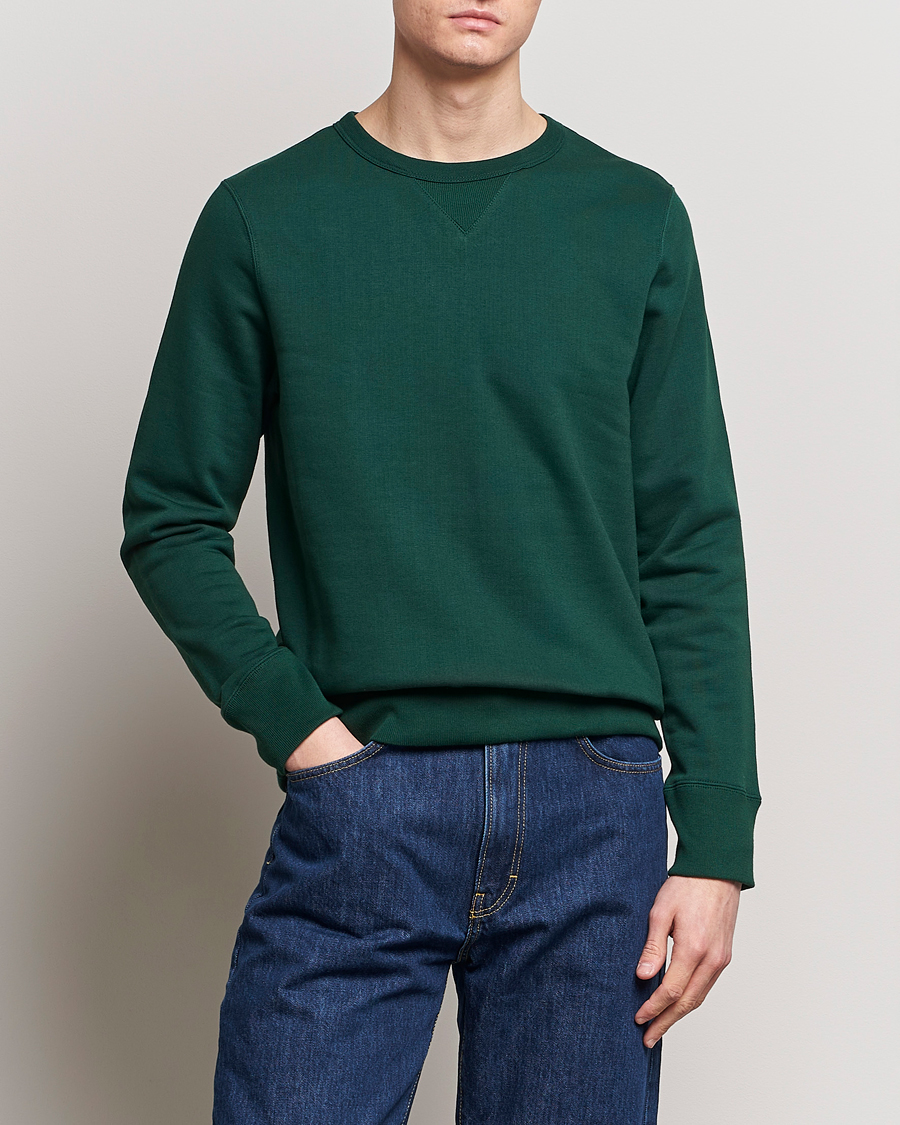 Herre | Sweatshirts | Merz b. Schwanen | Organic Cotton Crew Neck Sweatshirt Classic Green