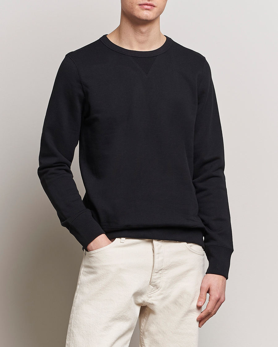 Herre | Sweatshirts | Merz b. Schwanen | Organic Cotton Crew Neck Sweatshirt Black