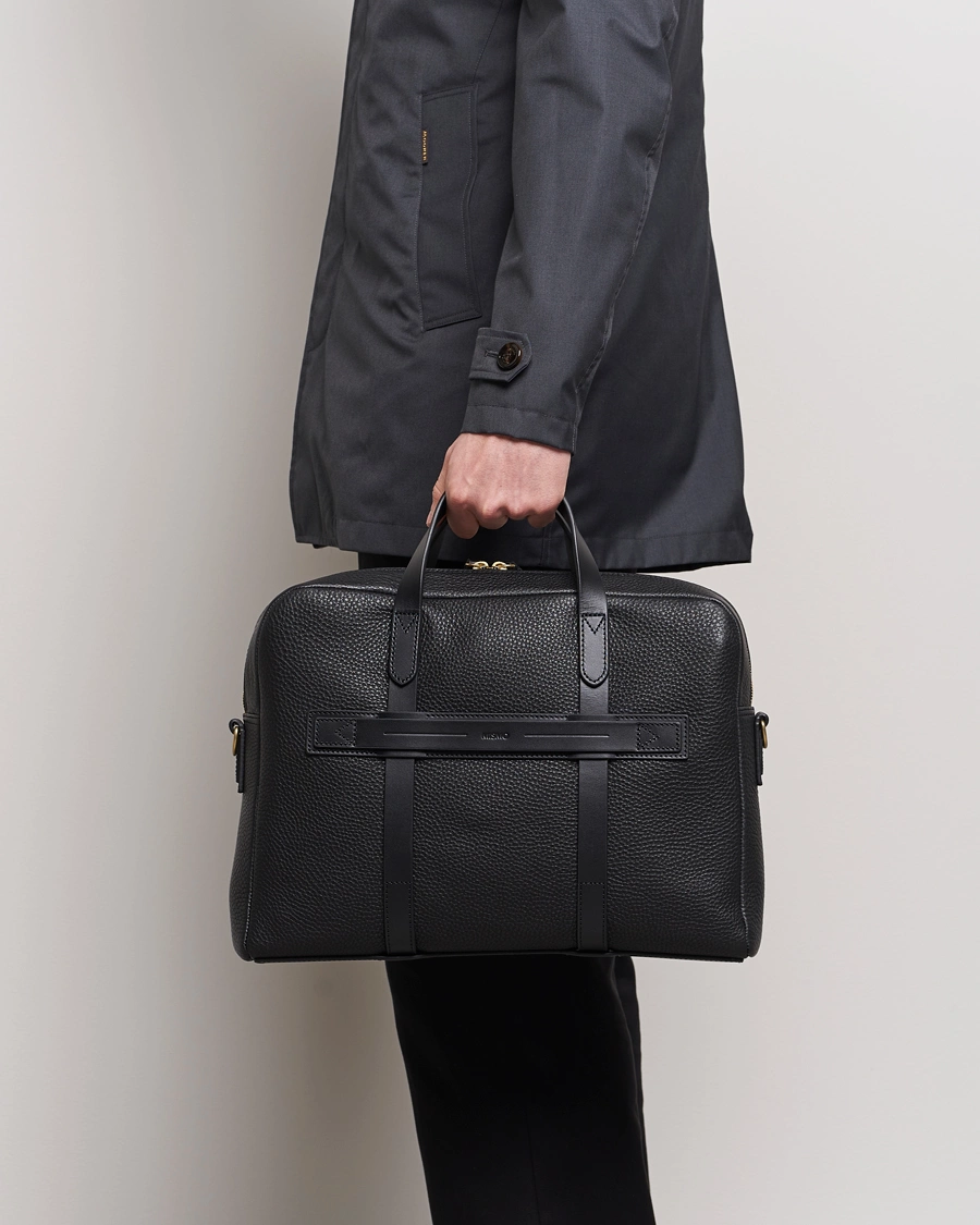 Herre | Tasker | Mismo | Aspire Pebbled Leather Briefcase Black