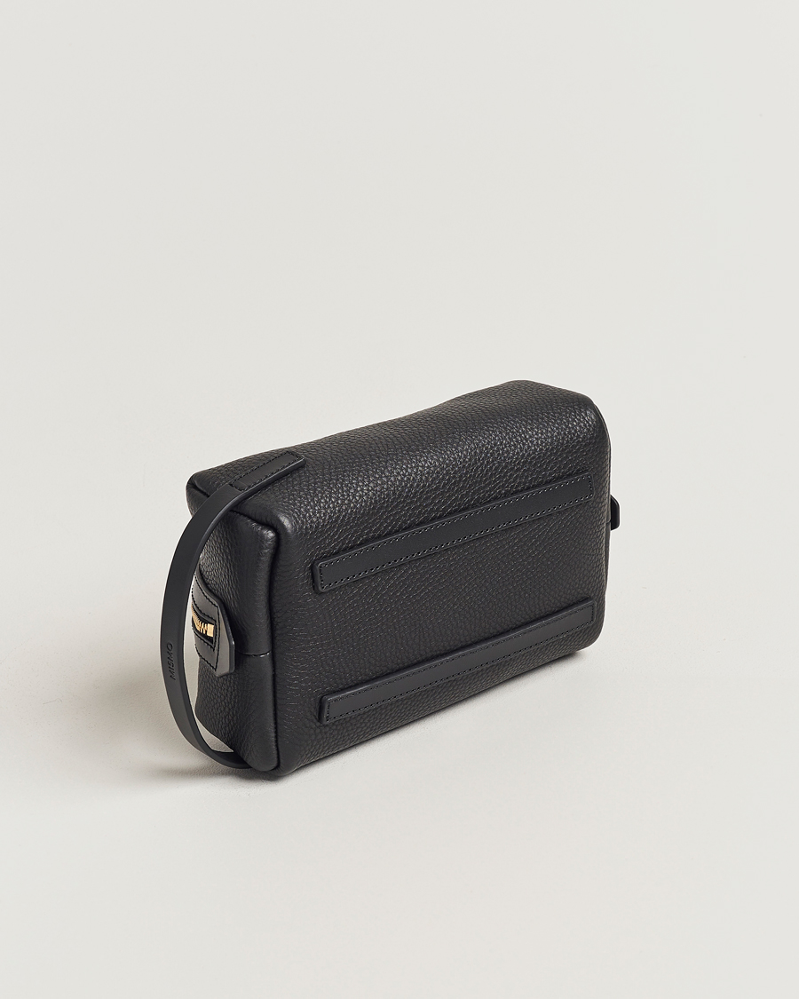 Herre | Tasker | Mismo | Groom Pebbled Leather Washbag Black