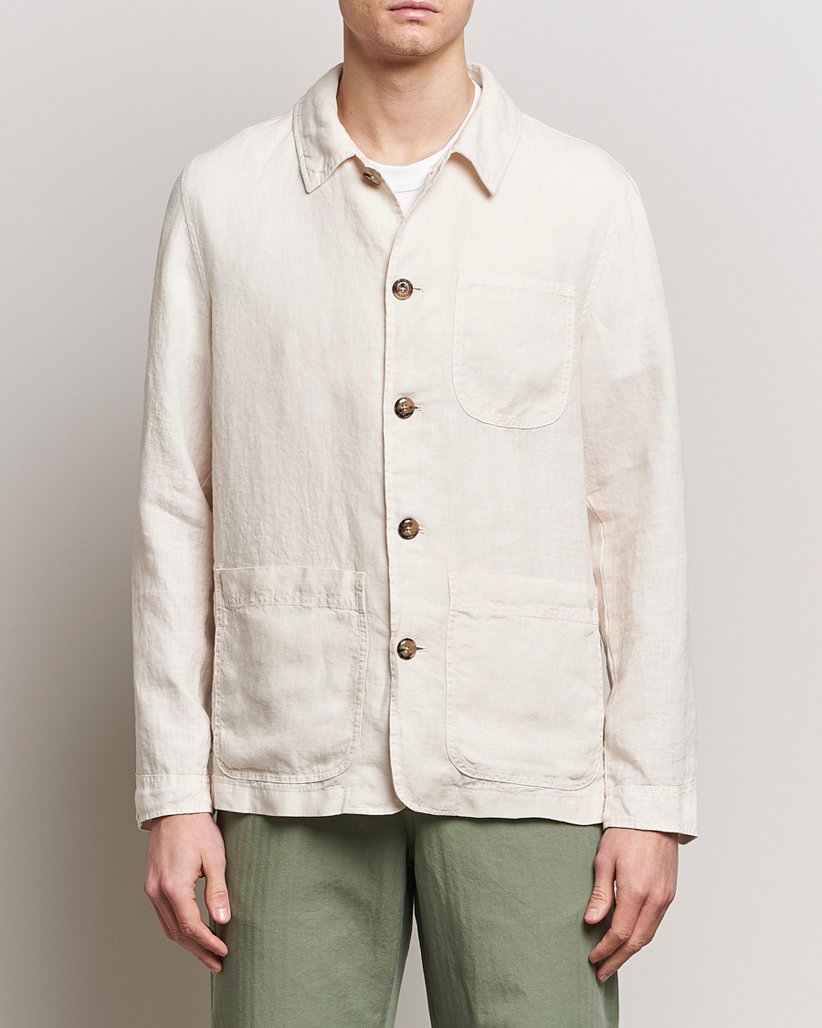Herre | Italian Department | Altea | Linen Shirt Jacket Beige